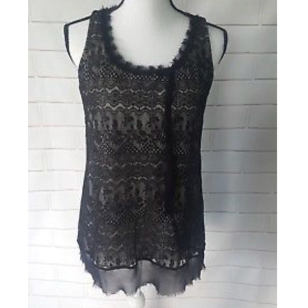 Black Lace Sleeveless Tank Top